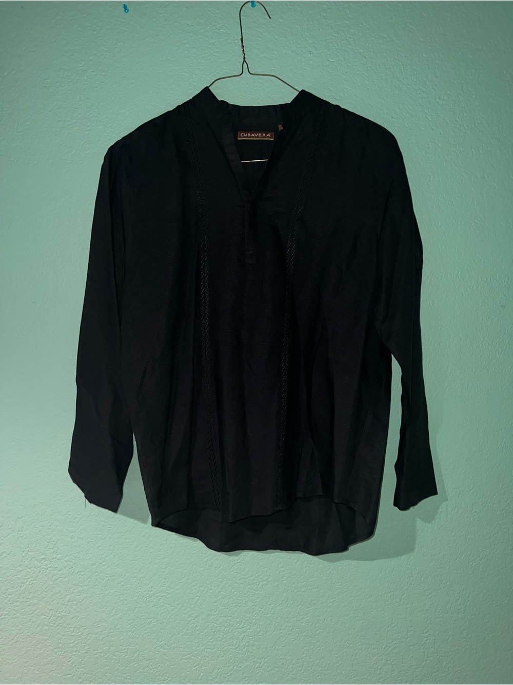 Cubavera Men's Black Long-Sleeve Button-Down Casual Shirt